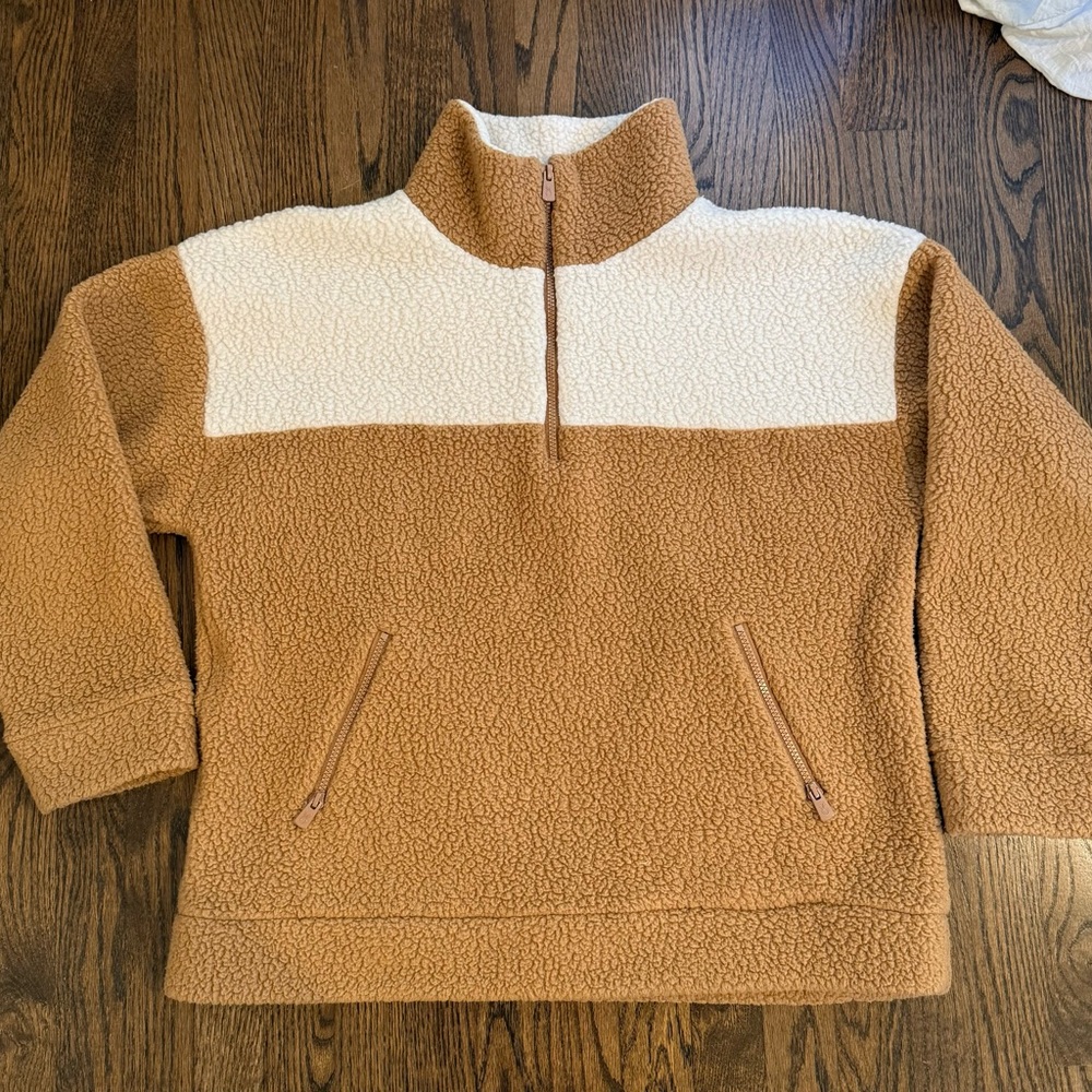 Dudley Stephens Bleeker Sherpa Fleece Camel Cream Quartzip Pullover XL - Picture 5 of 9